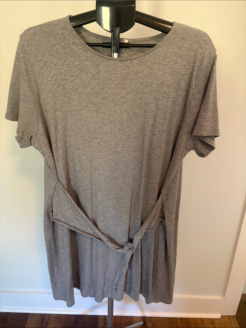 J Crew Casual Short Sleeve Tie-Waist T-Shirt Dress - Gray
